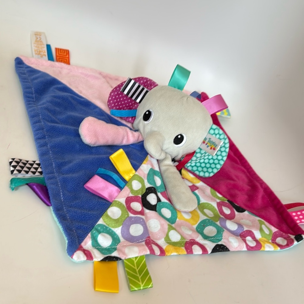 Bright Starts Elephant Taggies Lovey Security Blanket Blankie Fleece Plush